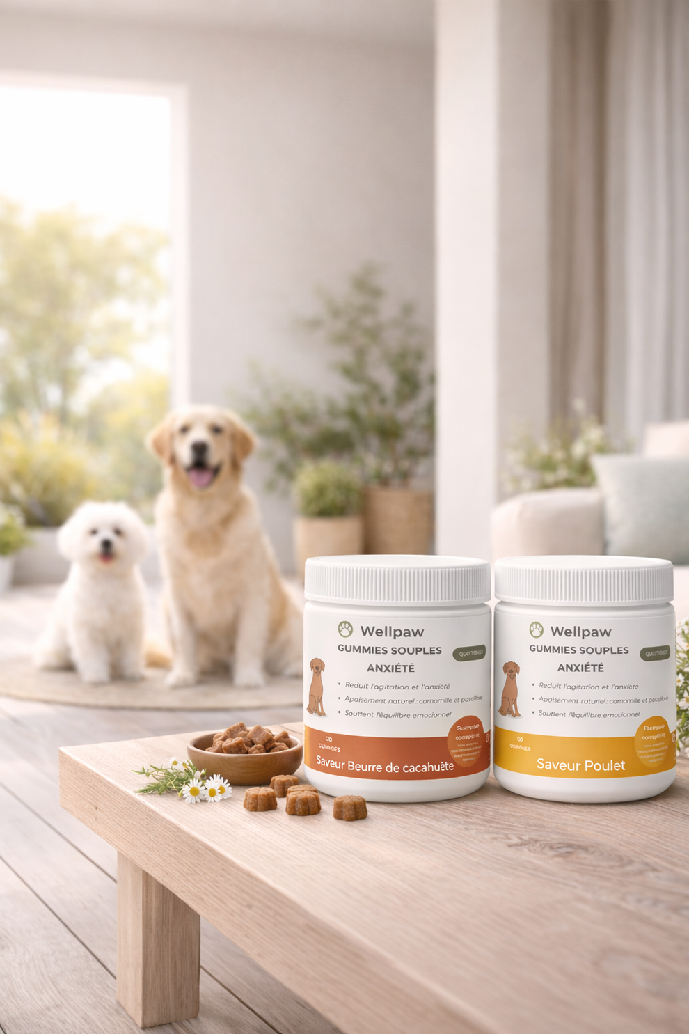 Pots Wellpaw et chiens apaisés